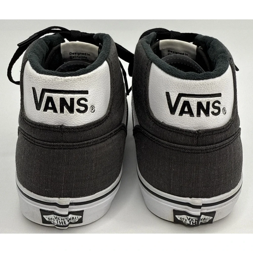 VANS Men's 12 Gray Black Canvas High Top Skateboard Shoes